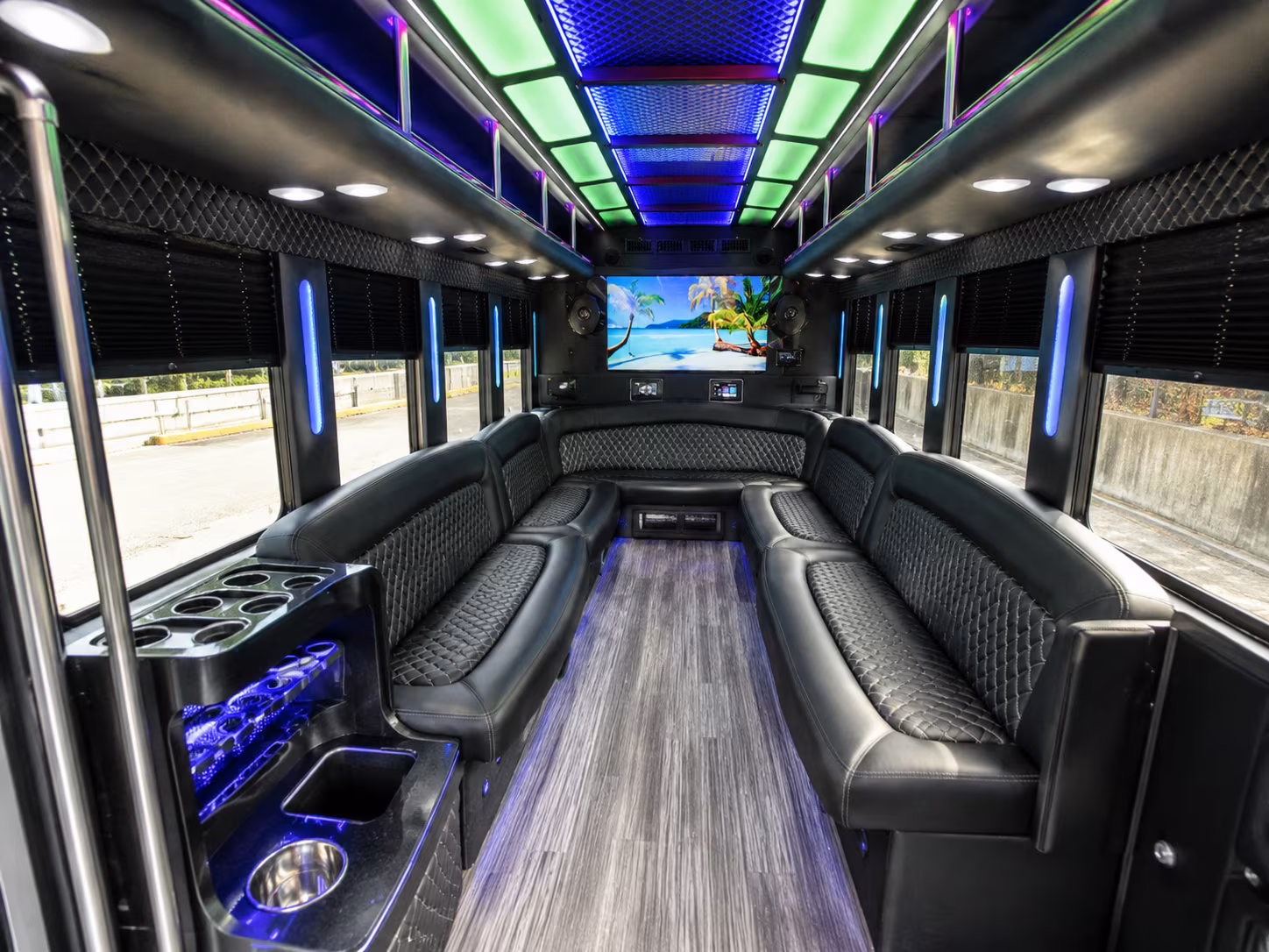 Orlando Birthday, Sweet 16, & Quinceañera Transportation party bus interior