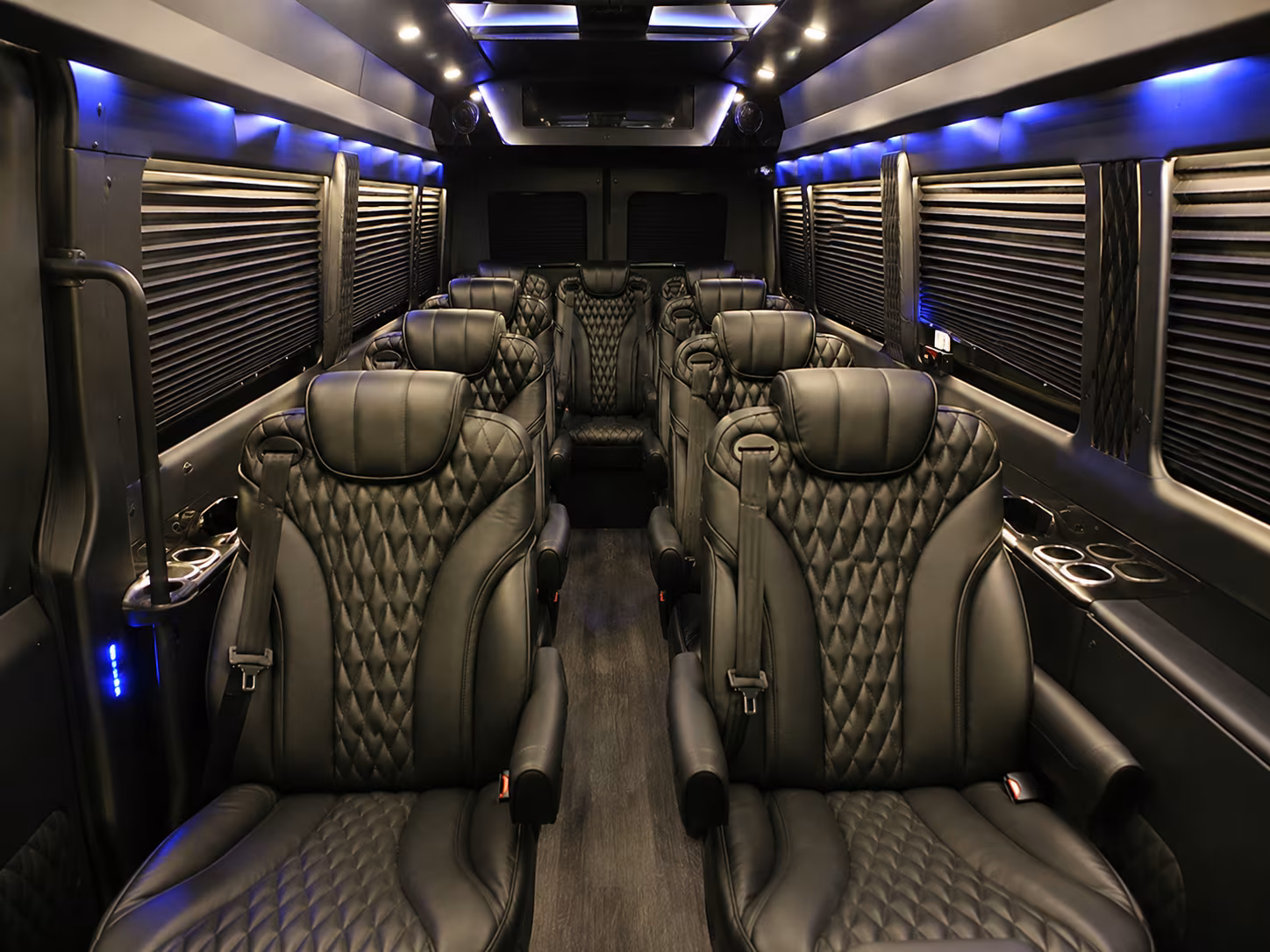 Sprinter van interior with luggage for a route in Orlando